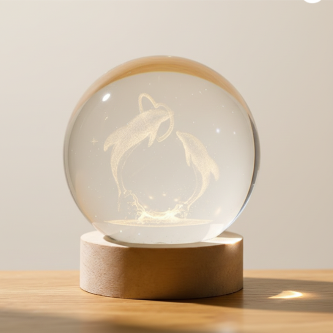 3D Dolphin Crystal Ball Night Lamp: A Calm Ocean Glow That Brings Peace to Your Space