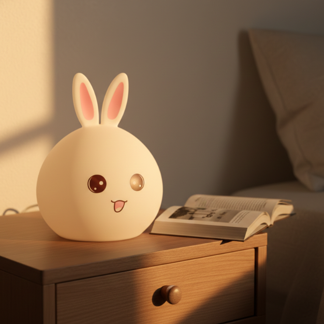 Big Face Rabbit Silicone Night Light: A Soft, Gentle Glow Made for Cozy Little Moments