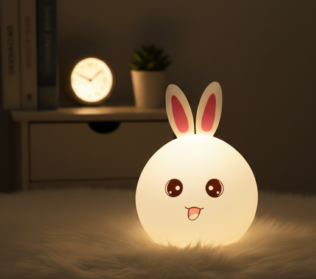 Big Face Rabbit Silicone Night Light: A Soft, Gentle Glow Made for Cozy Little Moments