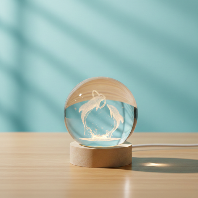 3D Dolphin Crystal Ball Night Lamp: A Calm Ocean Glow That Brings Peace to Your Space