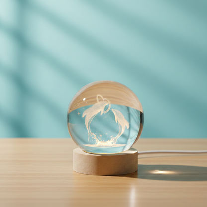 3D Dolphin Crystal Ball Night Lamp: A Calm Ocean Glow That Brings Peace to Your Space