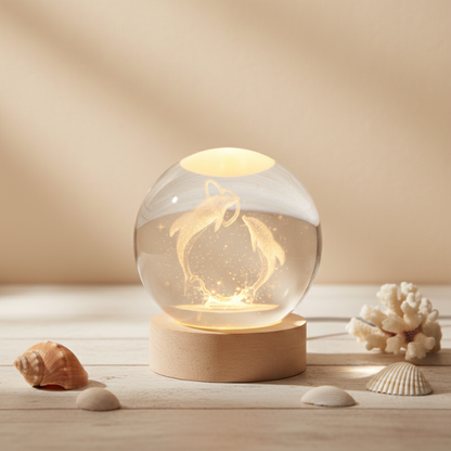 3D Dolphin Crystal Ball Night Lamp: A Calm Ocean Glow That Brings Peace to Your Space