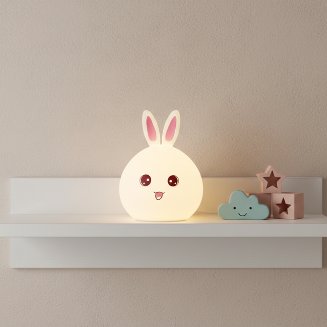 Big Face Rabbit Silicone Night Light: A Soft, Gentle Glow Made for Cozy Little Moments